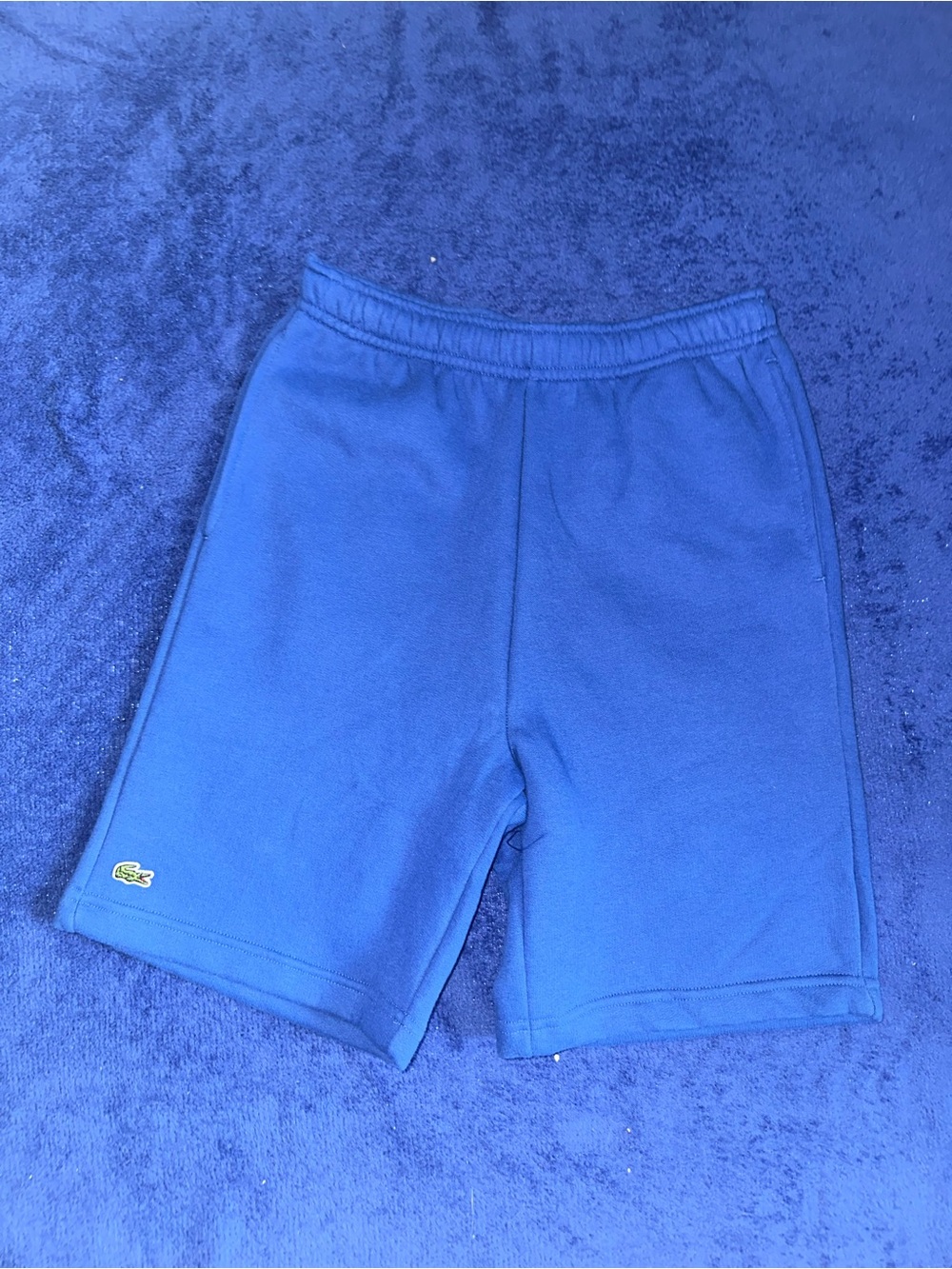 New Lacoste Boys Sweat Shorts 12 Blue Cotton Elastic Waist Logo Crocodile NWT